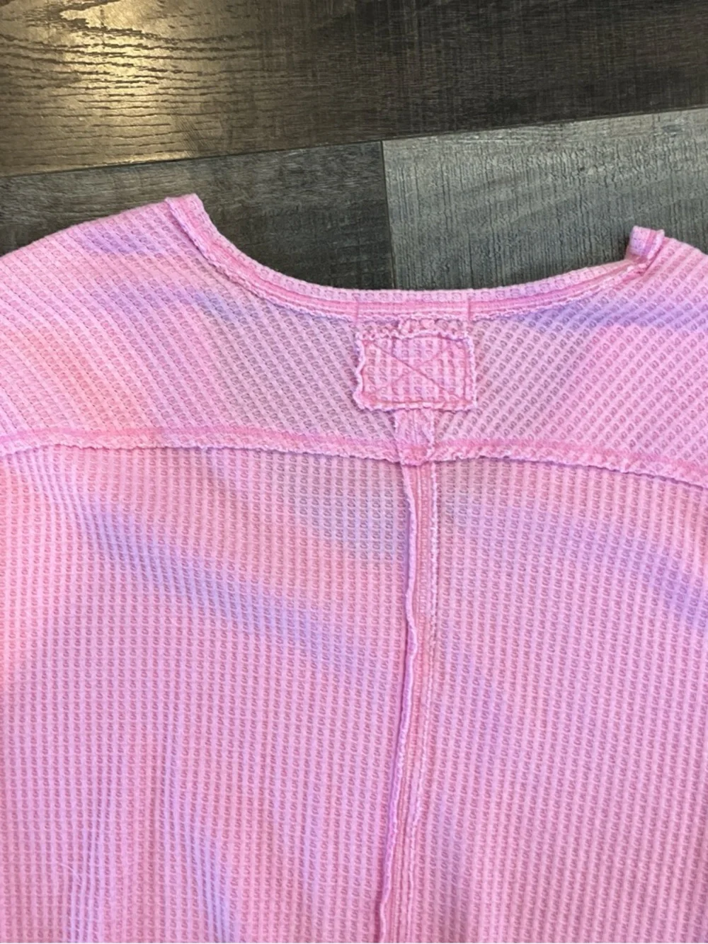 We The Free Light Pink Waffle V-Neck Top - Picture 3 of 3